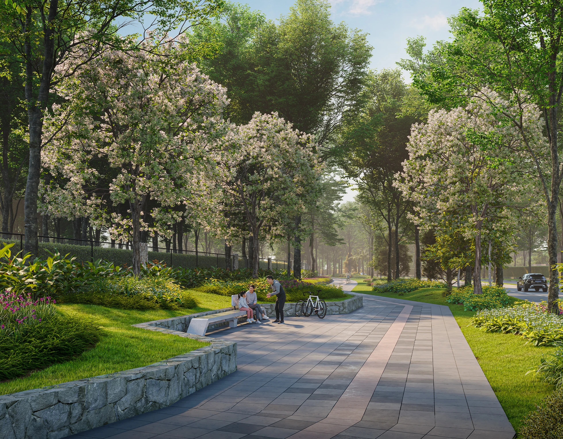 The Spine Road — tree-lined cycling and walking paths at ParkCity Damansara