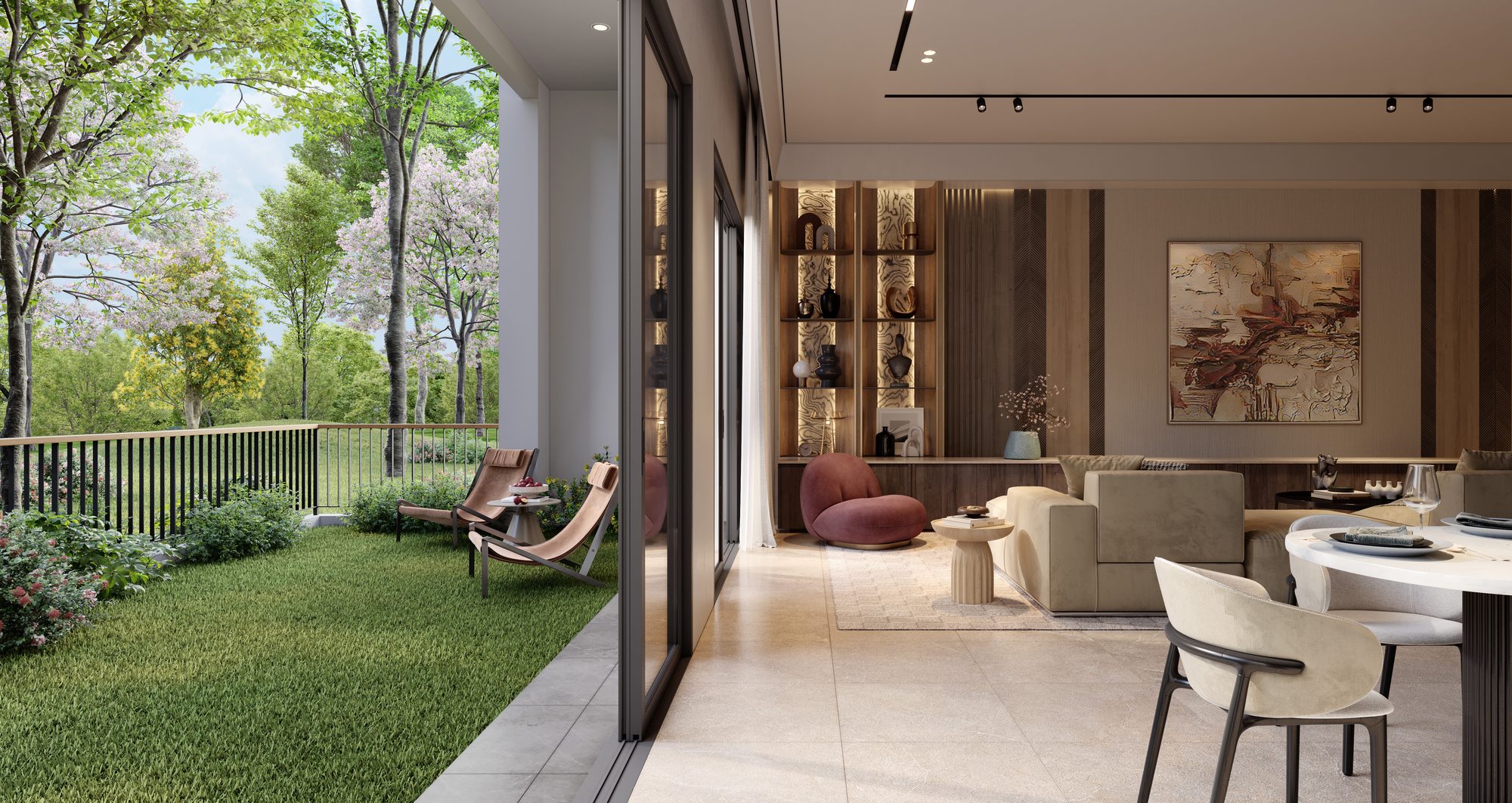 Type B private garden and living room