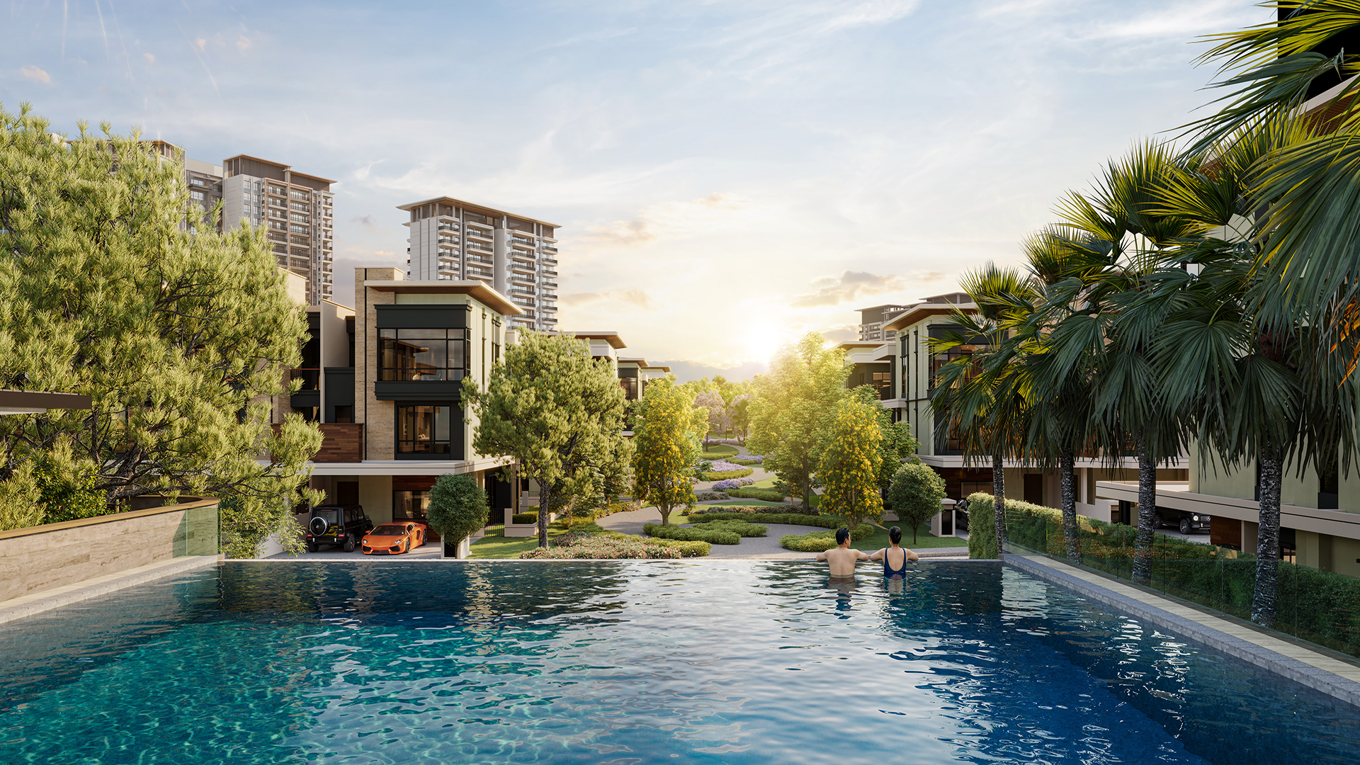 Parkhomes pool and landscape